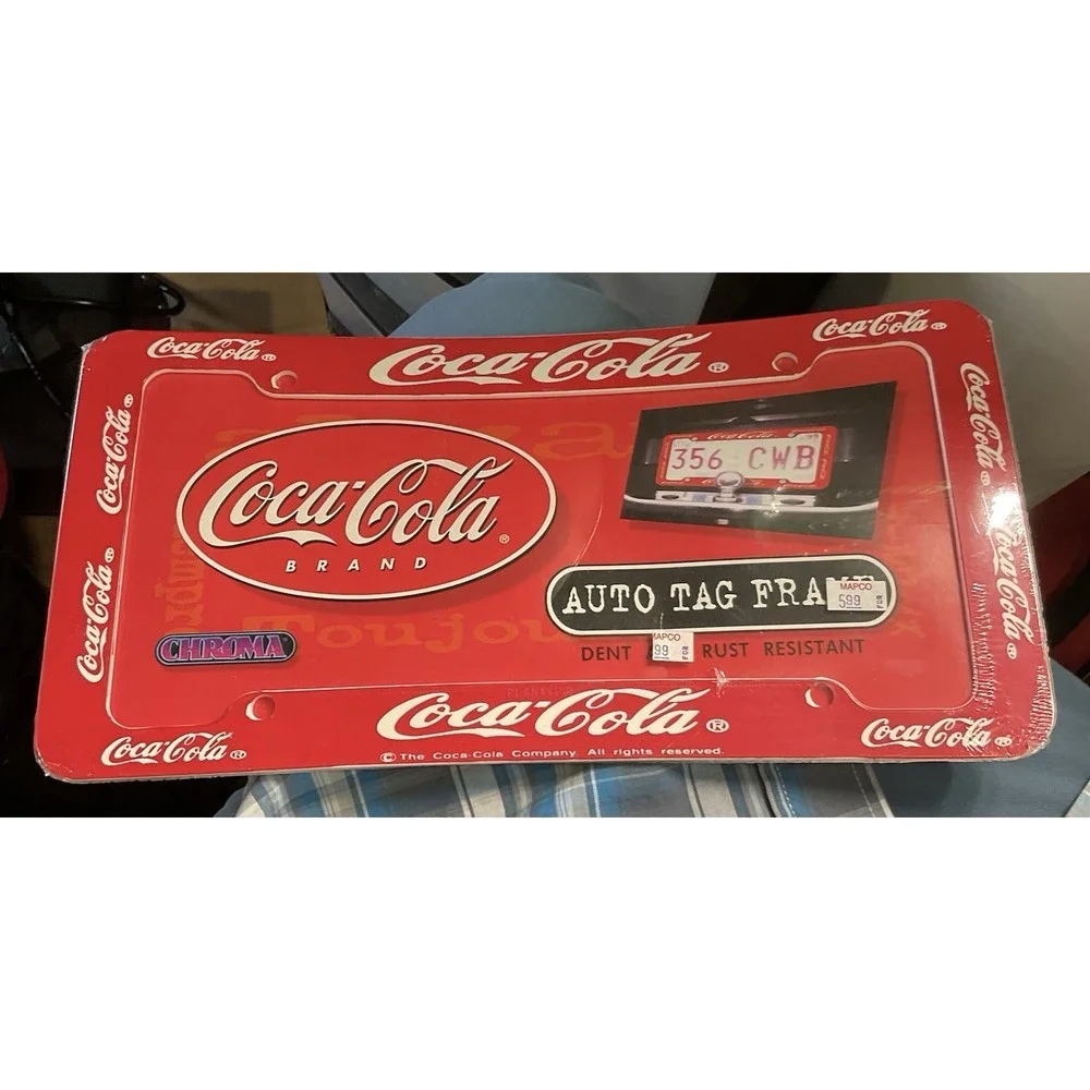 Vintage Coca-Cola License Plate Auto Tag Frame Dent And Rust Resistant